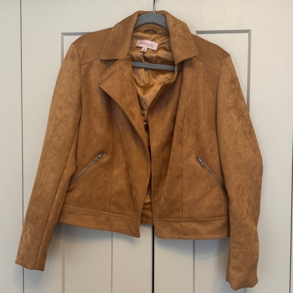 Philosophy Jackets & Blazers - Philosophy Faux Suede Moto Jacket | Camel Brown Jacket | Size M